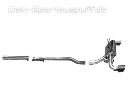 Bastuck Edelstahl Duplex Racing-Komplettanlage ab OPF mit Klappe Toyota Yaris GR Facelift je 110mm rund eingerollt abgeschrägt aus Carbon