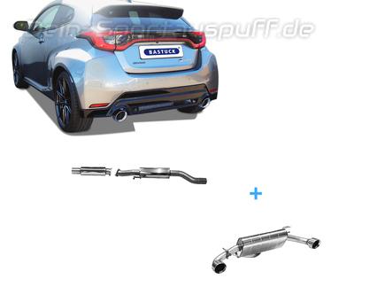 Bastuck Edelstahl Duplex Sportauspuff-Komplettanlage ab OPF Toyota Yaris GR Facelift je 110mm rund doppelwandig abgeschrägt