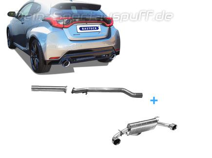 Bastuck Edelstahl Duplex Racing-Komplettanlage ab OPF Toyota Yaris GR Facelift je 110mm rund doppelwandig abgeschrägt