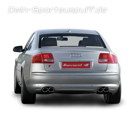 Supersprint Edelstahl Duplex Sportauspuff Audi A8 6.0l W12 inkl. S8 D3 je 2x100x75mm oval eingerollt abgeschrägt