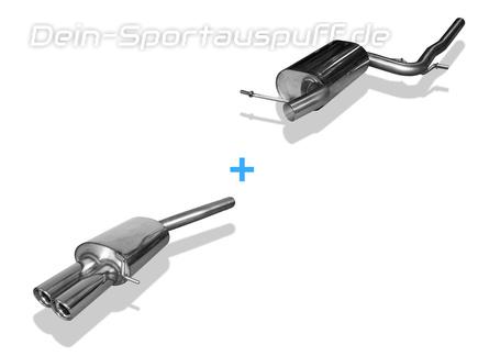 Fox Edelstahl Sportauspuff-Komplettanlage ab Kat VW Golf 5 Variant & Golf 6 Variant 2x80mm rund eingerollt abgeschrägt mit Absorber
