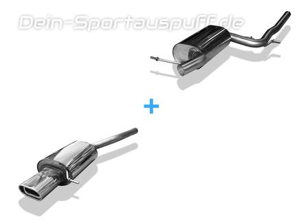 Fox Edelstahl Sportauspuff-Komplettanlage ab Kat VW Golf 5 & Golf 6 Variant 135x80mm flachoval eingerollt abgeschrägt mit Absorber