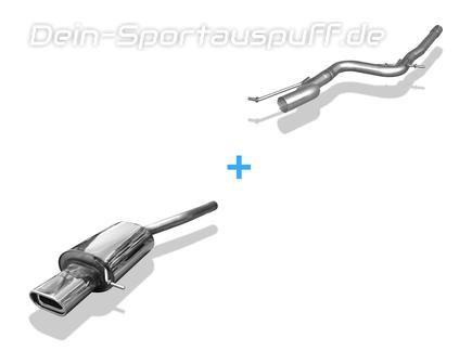 Fox Edelstahl Racing-Komplettanlage ab Kat VW Golf 5 & Golf 6 Variant 135x80mm flachoval eingerollt abgeschrägt mit Absorber