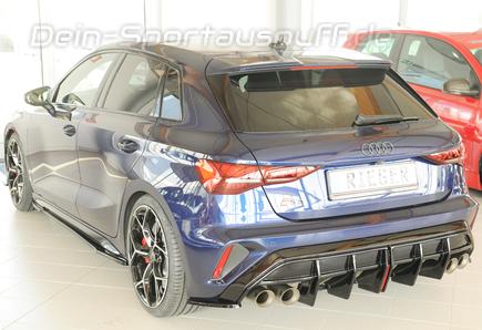 Rieger Heckeinsatz ABS/schwarz glänzend für je 2x100x81mm ovale Endrohre rechts/links Audi A3 inkl. S3 8Y Facelift