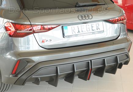 Rieger Heckeinsatz ABS/schwarz matt für Audi A3 8Y S-Line Facelift