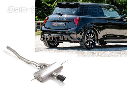 Ragazzon Edelstahl Mittig Komplettanlage ab OPF Mini JCW F66 F67 102mm rund eingerollt abgeschrägt in schwarz