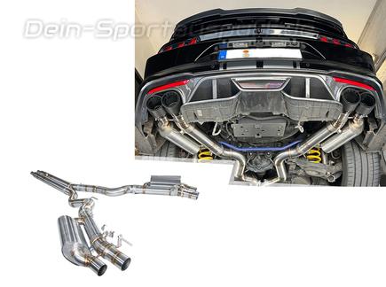 Hurricane V2 Edelstahl Duplex Sportauspuff-Komplettanlage ab Kat mit Klappe Ø89mm Ford Mustang 6 5.0l GT Vor-Facelift 4-Rohr-Optik inkl. Endrohrsatz nach Wahl Hurricane V2 Edelstahl Duplex Sportauspuff-Komplettanlage ab Kat mit Klappe Ø89mm Ford Mustang 6 5.0l GT Vor-Facelift 4-Rohr-Optik inkl. Endrohrsatz nach Wahl