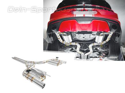 Hurricane V2 Edelstahl Duplex Sportauspuff-Komplettanlage ab Kat mit Klappe Ø89mm Ford Mustang 6 5.0l GT Vor-Facelift inkl. Endrohrsatz nach Wahl Hurricane V2 Edelstahl Duplex Sportauspuff-Komplettanlage ab Kat mit Klappe Ø89mm Ford Mustang 6 5.0l GT Vor-Facelift inkl. Endrohrsatz nach Wahl