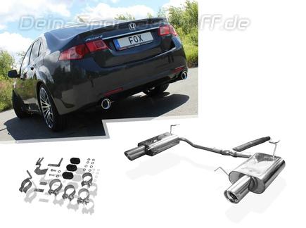 Fox Edelstahl Duplex Racing-Komplettanlage ab Kat Honda Accord 8 CU1/CW1 Limousine/Tourer ab 2008 je 100mm rund eingerollt abgeschrägt mit Absorber