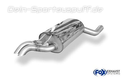 Fox Edelstahl Sportauspuff-Komplettanlage ab Kat Mercedes E-Klasse W124 230E 2x55mm Dieseloptik nach unten gebogen Fox Edelstahl Sportauspuff-Komplettanlage ab Kat Mercedes E-Klasse W124 230E 2x55mm Dieseloptik nach unten gebogen