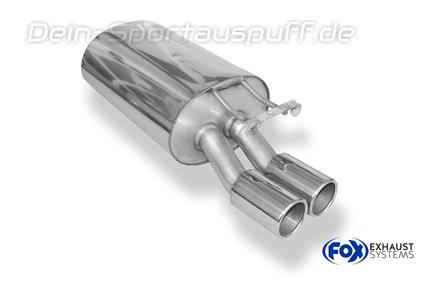 Fox Edelstahl Sportauspuff-Komplettanlage ab Kat Mercedes E-Klasse W124 230E 2x80mm rund eingerollt gerade Fox Edelstahl Sportauspuff-Komplettanlage ab Kat Mercedes E-Klasse W124 230E 2x80mm rund eingerollt gerade