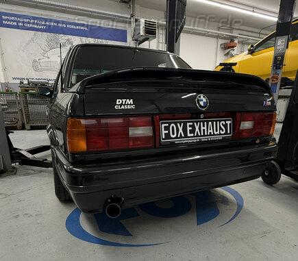 Fox Edelstahl Sportauspuff BMW 3er E30 318is für M-Technik 2-Heck 76mm rund scharf gerade