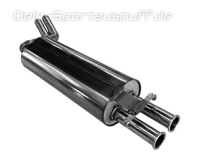 Fox Edelstahl Sportauspuff Mercedes E-Klasse W123 230 E 2x50mm rund nach außen gerollt (Mod. ohne Kat)