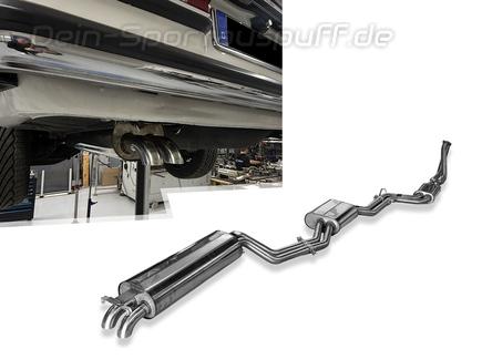 Fox Edelstahl Sportauspuff-Komplettanlage Mercedes E-Klasse W123 230 E 2x55mm Dieseloptik nach unten gebogen (Mod. ohne Kat)