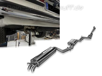 Fox Edelstahl Sportauspuff-Komplettanlage Mercedes E-Klasse W123 280 E 2x55mm Dieseloptik nach unten gebogen (Mod. ohne Kat)