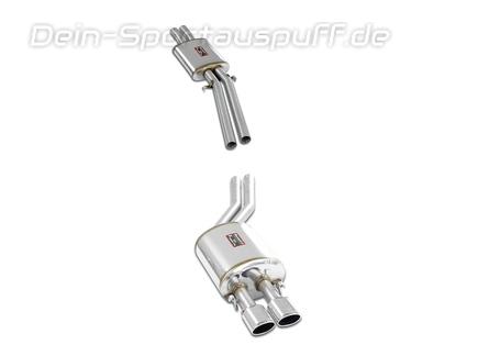 Supersprint Edelstahl Sportauspuff-Komplettanlage ab Kat Mercedes SL 280 R107 (Bj. 71-85) 2x90x70mm oval eingerollt abgeschrägt