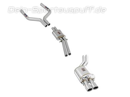 Supersprint Edelstahl Sportauspuff-Komplettanlage ab Kat Mercedes SL 350, 450 R107 (Bj. 71-80) 2x90x70mm oval eingerollt abgeschrägt