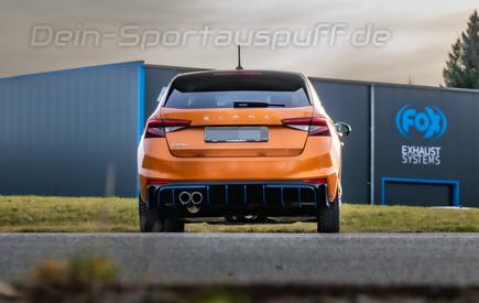 FOX Edelstahl Sportauspuff Skoda Fabia 4 1.5TSI Typ PJ 2x80mm rund doppelwandig abgeschrägt