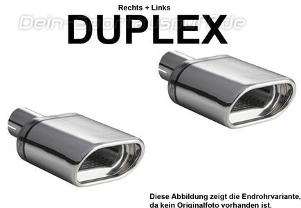 Ulter Duplex Sportauspuff Skoda SUPERB 2 145x75mm flachoval eingerollt abgeschrägt mit Absorber