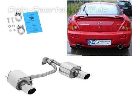 Fox Edelstahl Duplex Sportauspuff Hyundai Coupe GK Tiburon 2.7l Bj.02-06 129x106mm oval eingerollt abgeschrägt