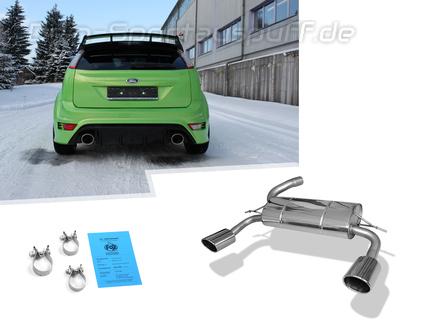 Fox Edelstahl Duplex Sportauspuff Ford Focus 2 RS ab 2009 129x106mm oval eingerollt abgeschrägt