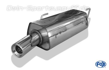 Fox Edelstahl Sportauspuff Peugeot 206 S16 Fließheck u. Cabrio ab 99 1x90mm rund eingerollt gerade mit Absorber