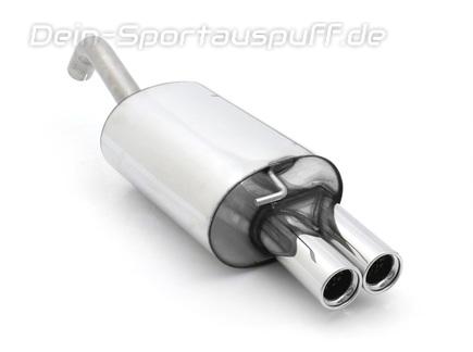 Fox Edelstahl Sportauspuff Toyota Corolla E12 Schrägheck 2x80mm rund eingerollt gerade mit Absorber
