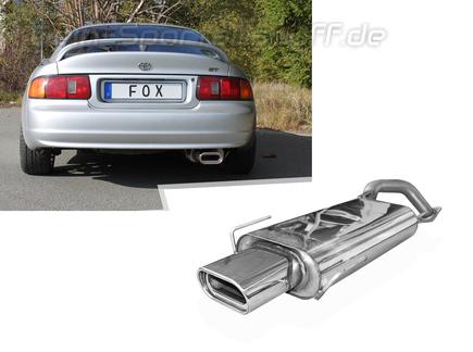 Fox Edelstahl Sportauspuff Toyota Celica T20 Bj.94-99 160x80mm flachoval eingerollt abgeschrägt mit Absorber