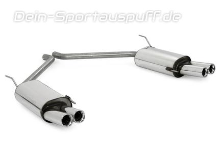 Fox Edelstahl Duplex Sportauspuff VW T4 Bus Transporter Caravelle Multivan 2x80mm rund eingerollt gerade mit Absorber