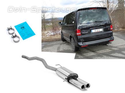 Fox Edelstahl Sportauspuff VW T5 Bus 2x80mm rund eingerollt gerade mit Absorber