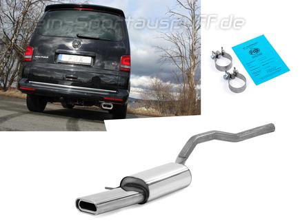 Fox Edelstahl Sportauspuff VW T5 Bus 160x80mm flachoval eingerollt abgeschrägt mit Absorber