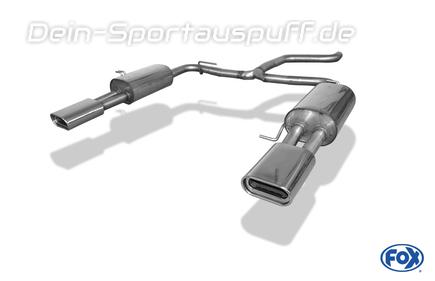 Fox Edelstahl Duplex Sportauspuff VW T5 Bus 160x80mm flachoval eingerollt abgeschrägt mit Absorber
