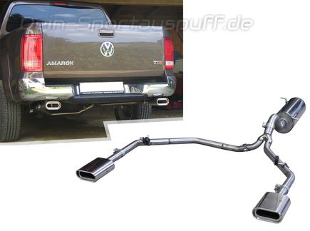 Fox Edelstahl Duplex Sportauspuff VW Amarok 4x4 160x80mm flachoval eingerollt abgeschrägt mit Absorber