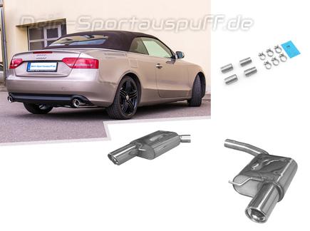 Fox Edelstahl Duplex Sportauspuff Audi A5 S5 quattro Coupe/Cabrio 3.0 + 4.2 inkl. S-Line je 1x100mm rund eingerollt abgeschrägt mit Absorber