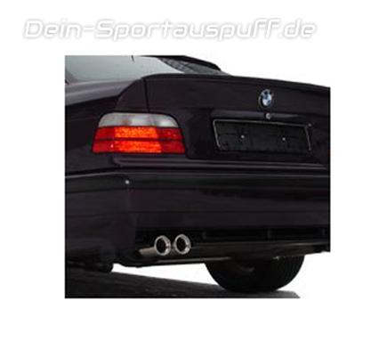 Fox Edelstahl Sportauspuff BMW 3er E36 M3 Coupe u. Cabrio 2x76mm rund eingerollt gerade mit Absorber