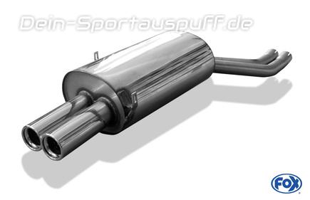 Fox Edelstahl Sportauspuff BMW 3er E46 320i 325i 330i Limousine/Touring/Coupe/Cabrio 2x76mm rund eingerollt gerade mit Absorber