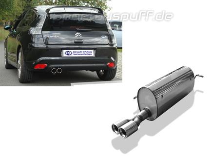 Fox Edelstahl Sportauspuff Citroen C4 Coupe Typ L Bj.04-10 2x80mm rund eingerollt gerade mit Absorber