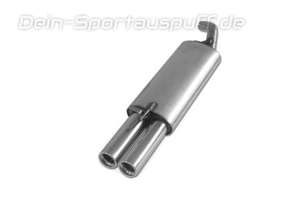 Fox Edelstahl Sportauspuff Ford Escort GAL AAL ABL u. Escort Cabriolet ALL Bj.90-00 2x76mm rund eingerollt gerade mit Absorber