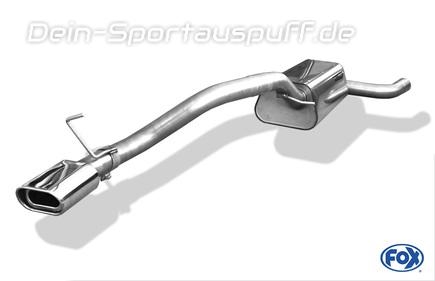 Fox Edelstahl Sportauspuff Ø63,5mm-System Ford Focus 2 Fließheck Bj.04-08 135x80mm flachoval eingerollt abgeschrägt mit Absorber