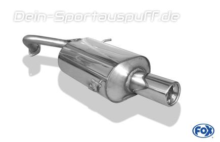Fox Edelstahl Sportauspuff Nissan Micra K11 Bj.93-03 1x80mm rund eingerollt gerade mit Absorber