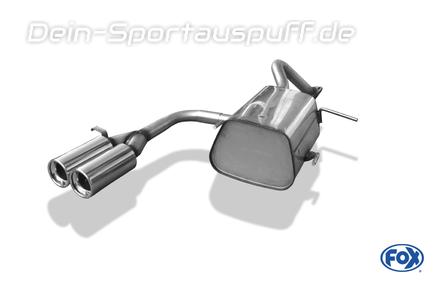 Fox Edelstahl Sportauspuff mittig Nissan Micra K11 Bj.93-03 2x76mm rund eingerollt gerade mit Absorber