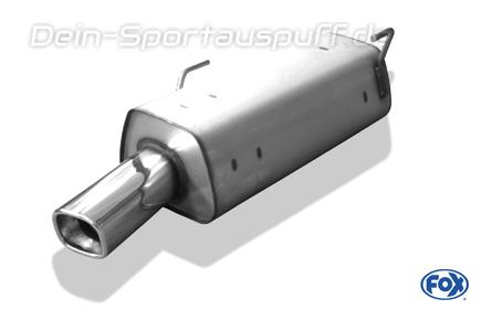 Fox Edelstahl Sportauspuff Peugeot 206 S16 Fließheck u. Cabrio ab 99 88x79mm rechteckig eingerollt abgeschrägt mit Absorber