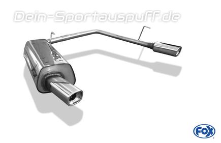 Fox Edelstahl Duplex Sportauspuff Peugeot 206 S16 Fließheck u. Cabrio ab 99 88x79mm rechteckig eingerollt abgeschrägt mit Absorber