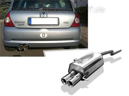 Fox Edelstahl Sportauspuff Renault Clio 2 Typ B 2x80mm rund eingerollt gerade mit Absorber