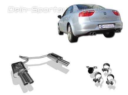 Fox Edelstahl Duplex Sportauspuff Seat Exeo Limo u. ST 2x76mm rund eingerollt abgeschrägt ohne Absorber