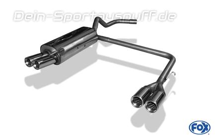 Fox Edelstahl Duplex Sportauspuff (Ø50mm-System) VW Polo 6N 2x70mm rund eingerollt gerade mit Absorber
