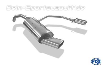 Fox Edelstahl Duplex Sportauspuff VW New Beetle 1C 9C 135x80mm flachoval eingerollt abgeschrägt mit Absorber