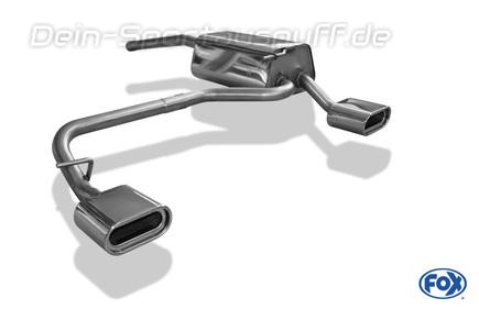 Fox Edelstahl Duplex Sportauspuff VW Caddy 3 160x80mm flachoval eingerollt abgeschrägt mit Absorber
