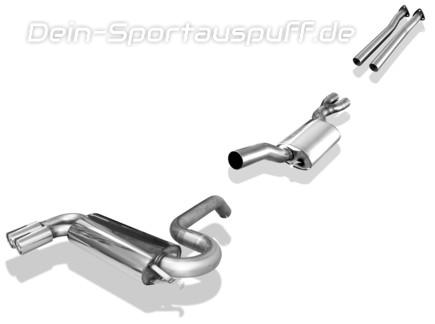 Fox Edelstahl Sportauspuff-Komplettanlage ab Kat Audi S2 89 169kW 2x76mm rund eingerollt gerade mit Absorber