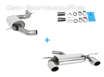 Fox Edelstahl Duplex Sportauspuff-Komplettanlage ab Kat Ø70mm Audi A3 8P je 129x106mm oval eingerollt